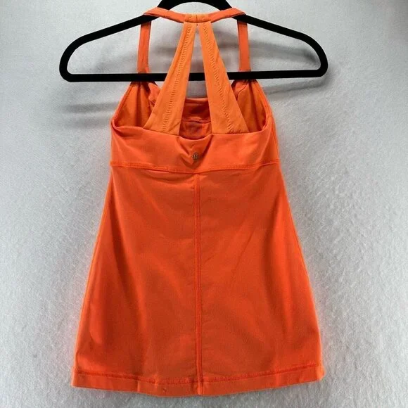 Lululemon Top Womens Size 2 Scoop Me Up Tank II Luon Athletic Workout Orange - Picture 2 of 9